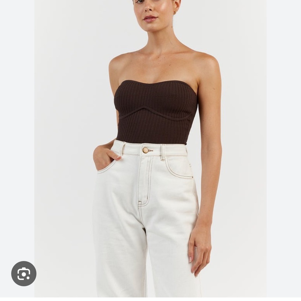 DISSH Brown Ribbed Tank Top